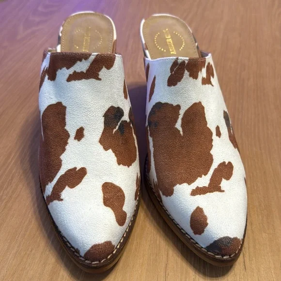 ARIDER GIRL Cow Print Mules Size 8 - Picture 4 of 11